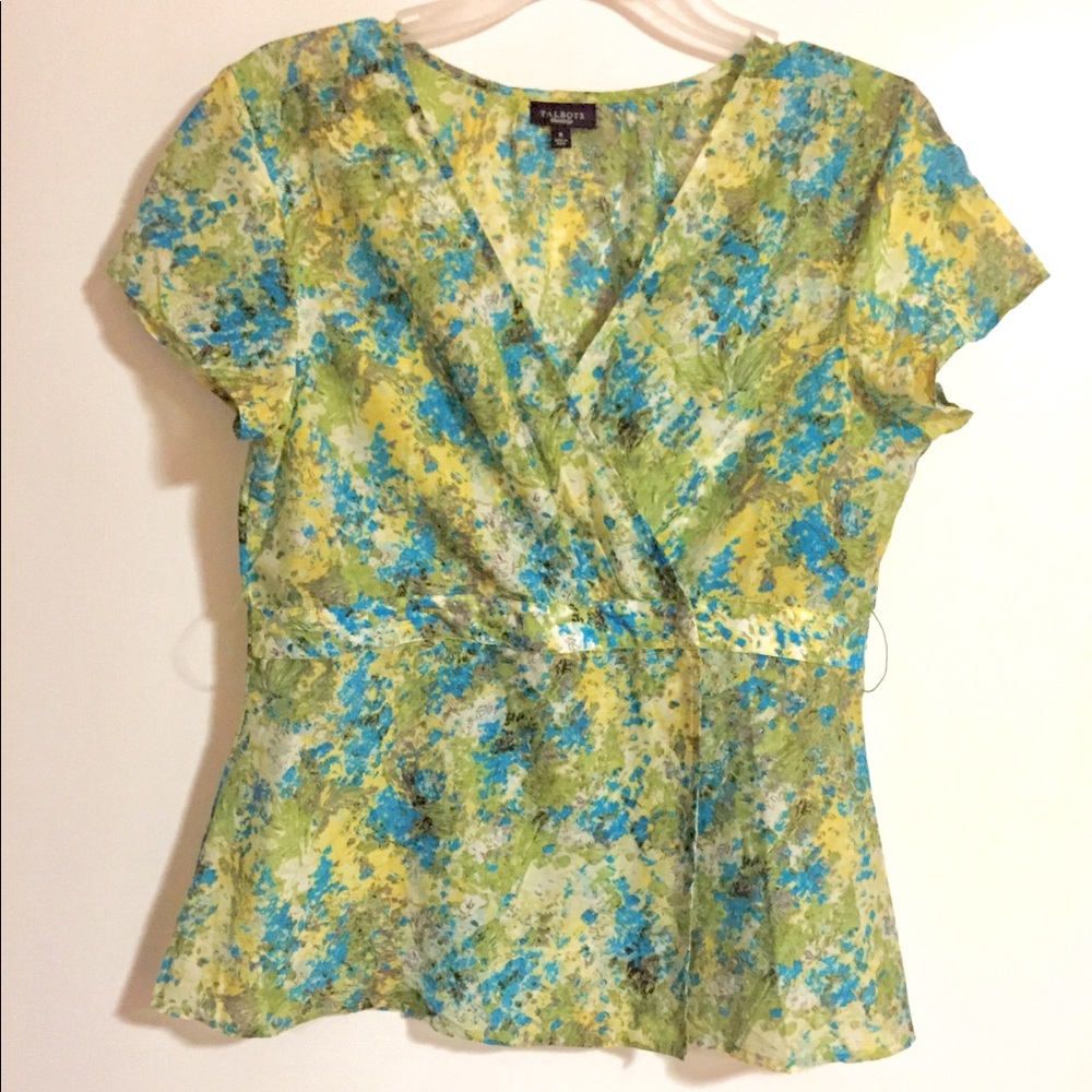 Silk and cotton blend watercolor blouse